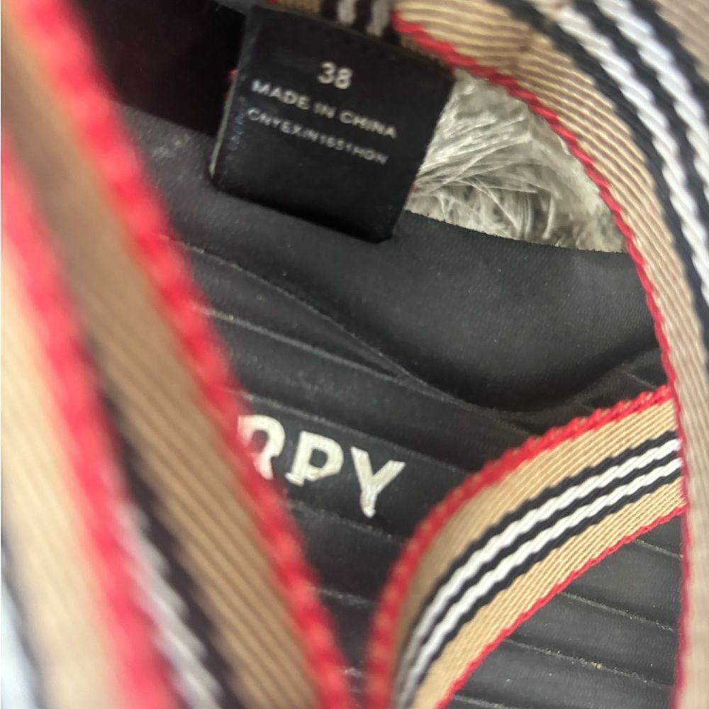 Burberry Patterson Stripe Platform Sandal logo dress shoes flats nova check - Picture 7 of 7